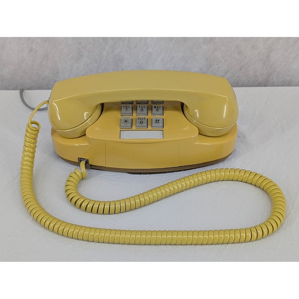 Western Electric Princess Phone Yellow Push Button Vintage Retro Landline WORKS